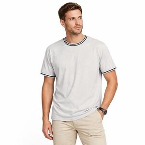 Denim & Flower Men's XL Beige Polka Dot Crew Neck T-Shirt Short Sleeve